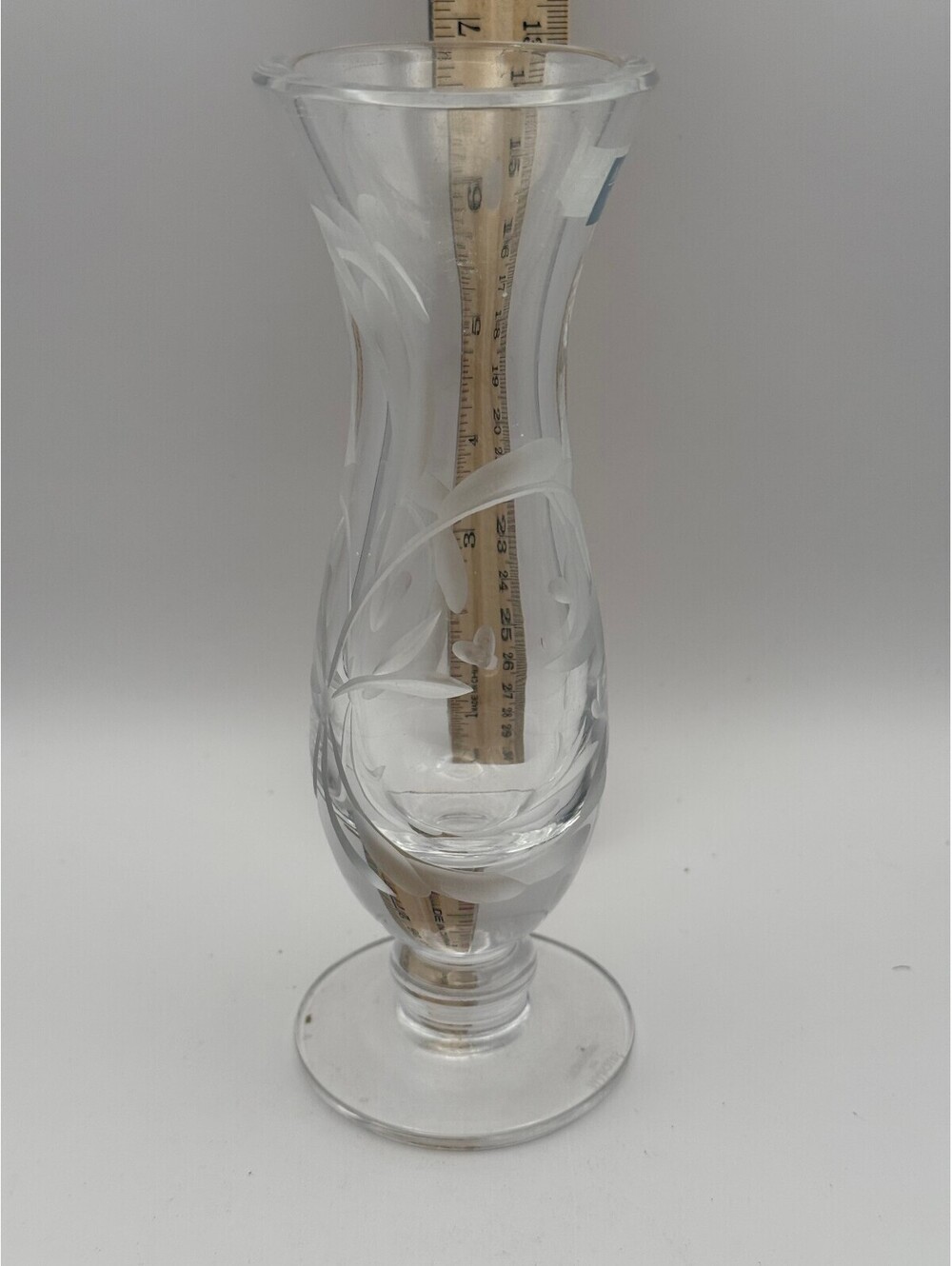 Marquis by Waterford Crystal Bud Vase Frosted Floral Etched 8" Poland